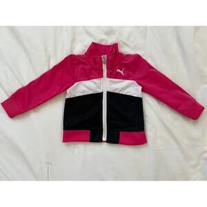 Puma girls 12 mo pink/white/black zip up jacket